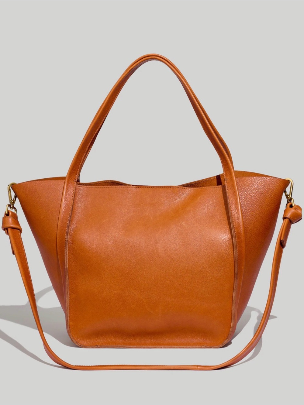 Madewell The Sydney Tote Leather Bag in Burnished Caramel, Toffee Brown